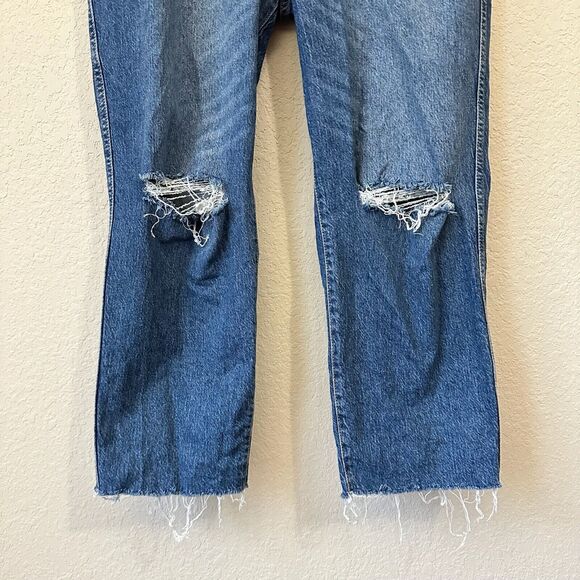 GOOD AMERICAN Good Curve Raw Hem Straight Jeans #GCSREFW386 Blue - Picture 5 of 13